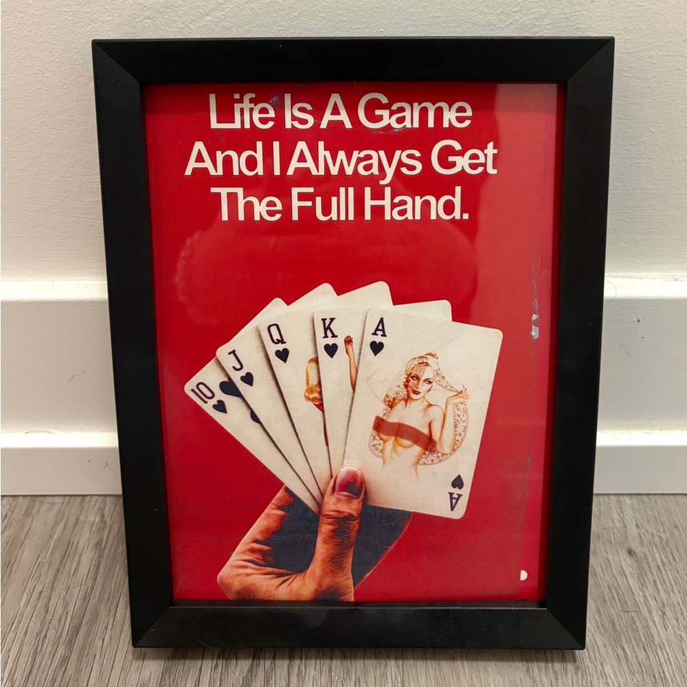 Framed art print Vintage Pin Up playing cards/ poker/ casino